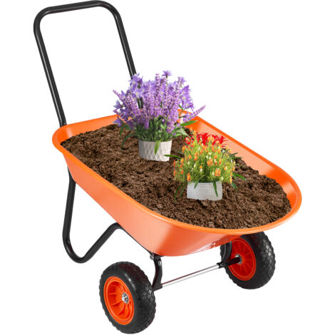 VEVOR Wheelbarrow Cart, 5 Cu. Ft. Load & 397 lbs Capacity, 2 Wheels Garden Dump Cart, Garden Wagon with Handle &  10"  Wide Track Wheels, Easy Loading Utility Yard Cart & Wagons for Outdoor Lawn Yard