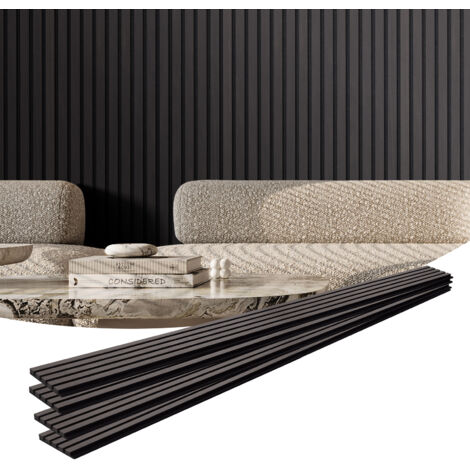 VEVOR Wood Slat Acoustic Panels, 7.9 x 94.5 inch, MDF Accent Wooden Wall Panels for Modern Interior Wall Decor, Faux Wood Wall Board Panels for Noise Reduction, Black Oak