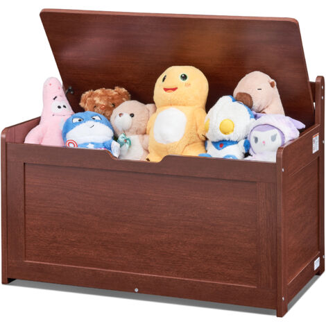 VEVOR Wooden Toy Chest for Kids, Toddler Toy Storage Box with Flip-Top Lid and Safety Hinge, 32.68 x 17.91 x 24.02" Large Kids Storage Bench for Playroom, Bedroom, Living Room or Entryway, Cherry