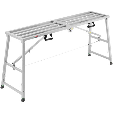 VEVOR Work Platform, 4 Gear Adjustable Height, Folding Alloy Steel Step Ladder, Portable Scaffolding Platform, 800 lb Load Capacity, Non-Slip Rubber Feet, Drywall Painting Stool, Cleaning & Washing