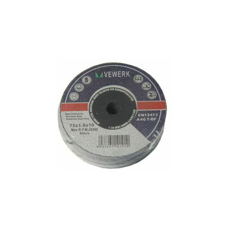 Vewerk By Bergen - bergen extra thin Metal Cutting Discs (75x1.0mm x 9.5mm) 10pk B8062