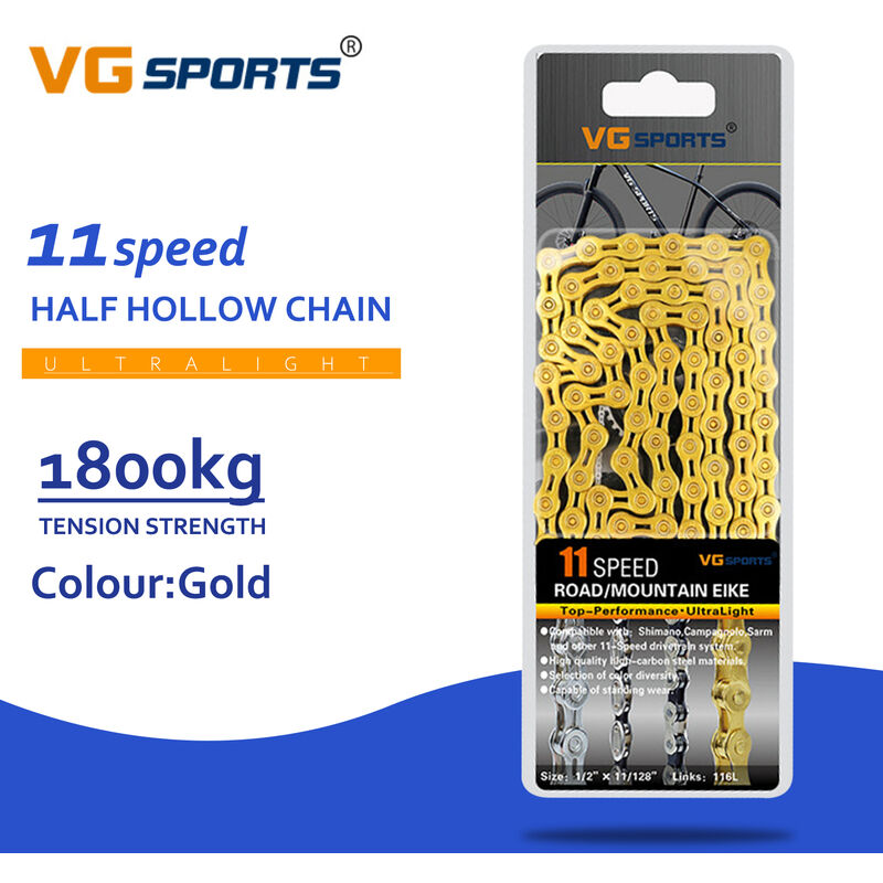 

VG Sports Road, piezas de bicicleta de montana, cadena de bicicleta, cadenas MTB, dorado, 11 velocidades