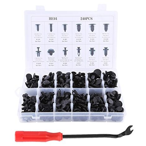 VGEBY 240pcs Auto Befestigung Clips Universal Türverkleidung Chips Klammer Stoßstangen Clips mit Lösewerkzeug