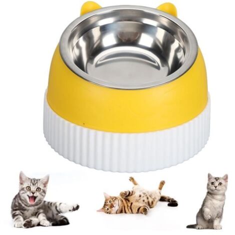 VGEBY Gamelle pour chat surélevée inclinée à 15° en plastique anti-dérapant deux bols pour chat et chiot