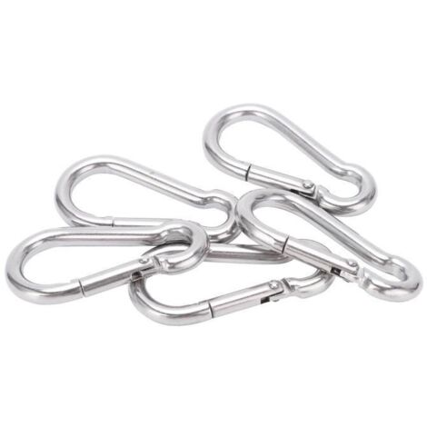 VGEBY Petit mousqueton 5 pièces 50mm mousqueton en acier inoxydable robuste mousqueton à ressort pour hamac laisse de chien