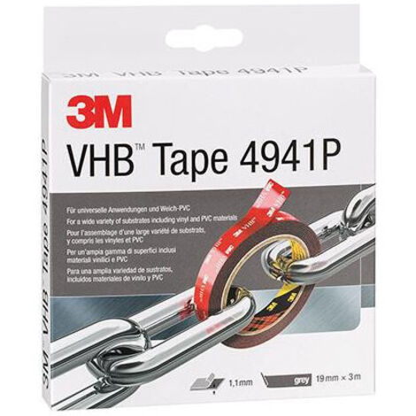 VHB Ruban adhésif double face gris 4941P 19 mm x 33 m 3M (Par 4)