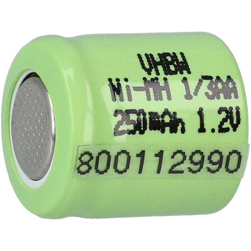 

vhbw 1/3AA NI-MH Pila 250mAh (1.2V) Flattop para modelismo, lámparas solares, teléfonos, etc.