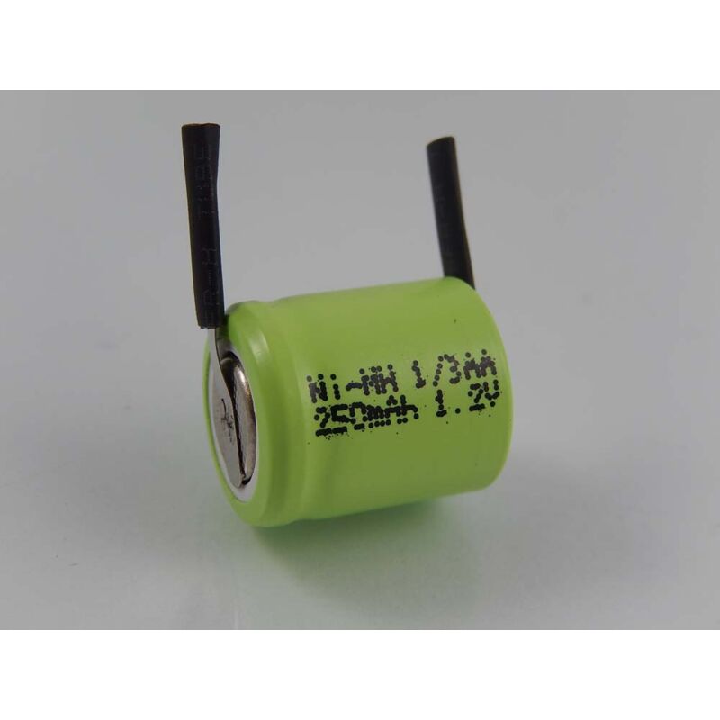 

1/3AA NI-MH Pila 250mAh (1.2V) terminal de soldadura U para modelismo, lámparas solares, teléfonos, etc. - Vhbw