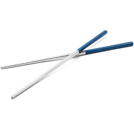 vhbw 1 Paire de baguettes - Chopsticks en acier inoxydable, argent / bleu