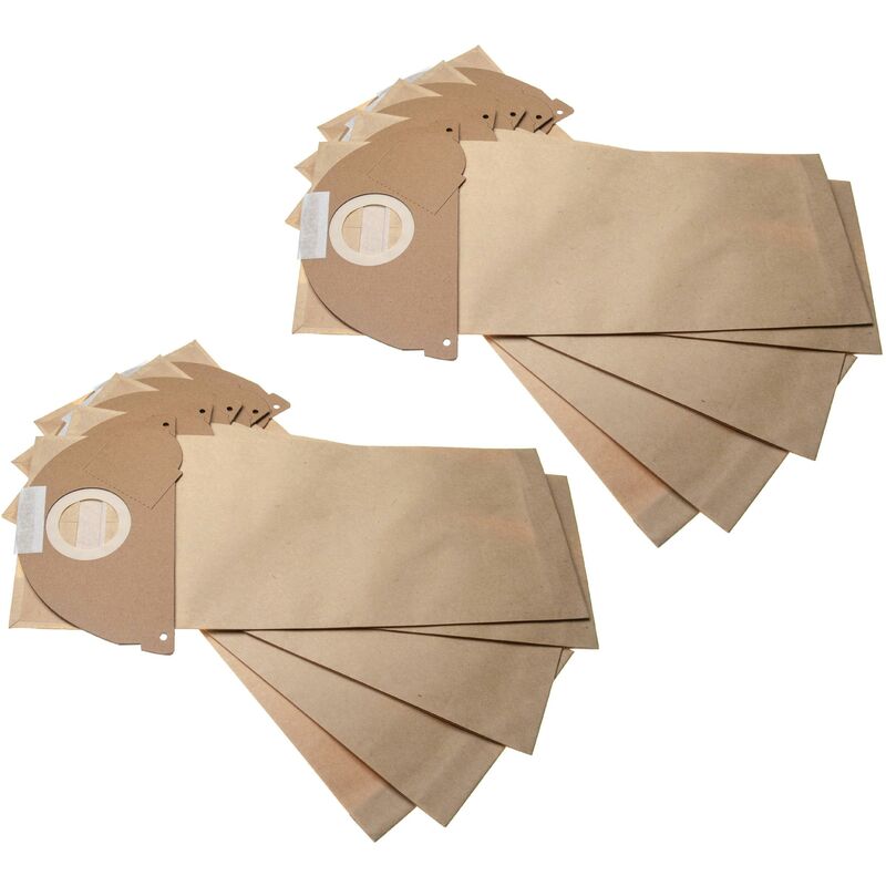 10 Paper Dust Bags compatible with Kärcher 15, 2101, 2101 te, 2111, 2301, 4000 Plus, 4000 te Vacuum Cleaner, 42.4cm x 16.9cm, sand-coloured - Vhbw