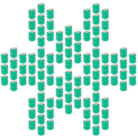 vhbw 100x NiMH replacement button cell battery tab type V80H 3 pins 80mAh 3.6V suitable for model building batteries, solar lights etc.