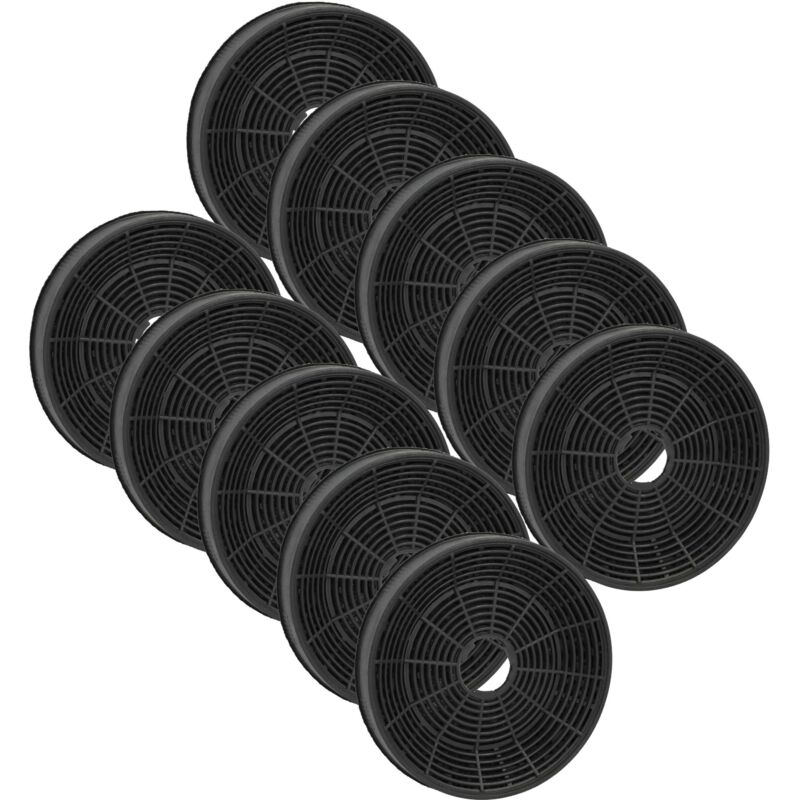 vhbw 10x Activated Carbon Filter Replacement for Silverline AF100, YT971.1000.05, KF001 for Extractor Hood - 16 cm