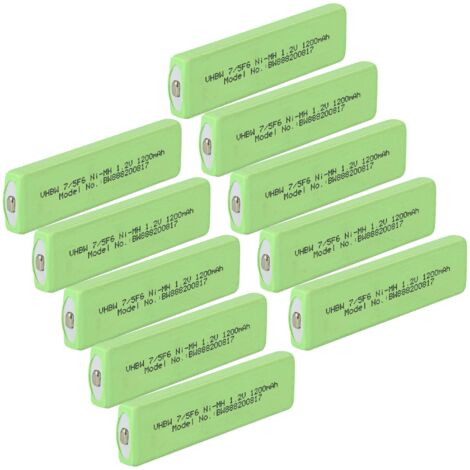 vhbw 10x Akkuzelle kompatibel mit Sony MZ-E30, MZ-E33, MZ-E35, MZ-E44 CD Player (1100 mAh, 1,2 V, NiMH), Akku 7/5F6, Button Top