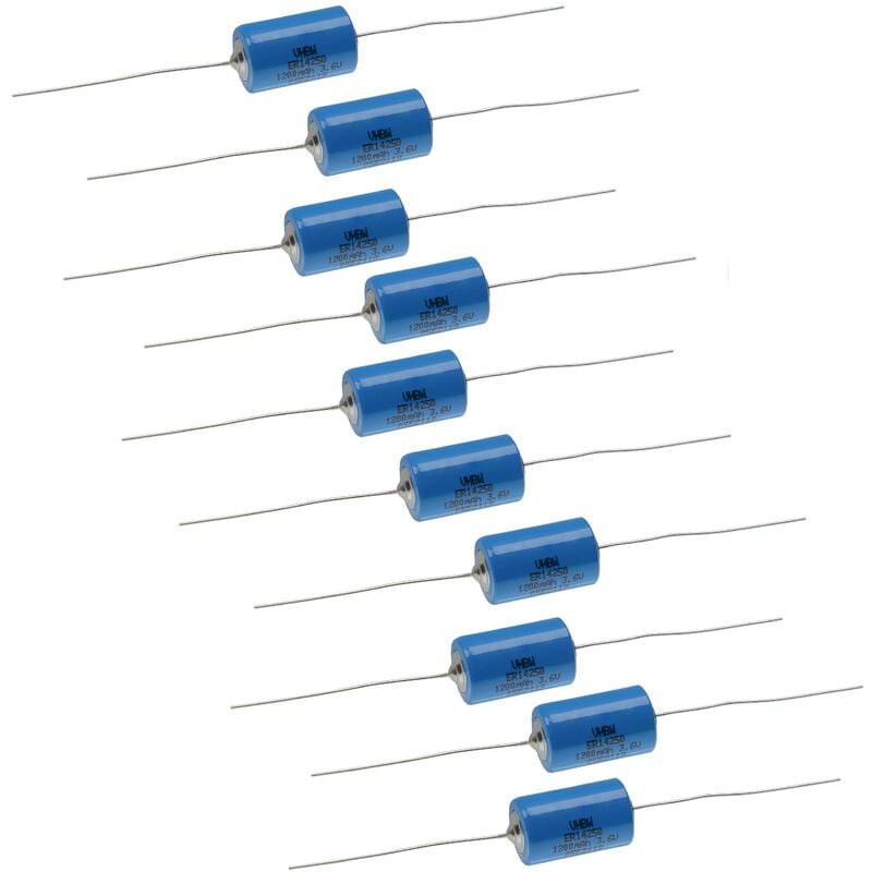 

10x Batería celda redonda ER14250 - Batería especial con terminales de soldadura (1200 mAh, 3,6 V, Li-SOCl2) - Vhbw