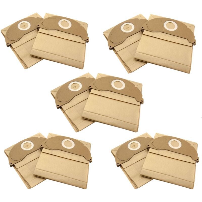 

10x bolsa compatible con Kärcher MV 2, WD 2, WD 2.000 - WD 2.499, WD 2200, WD 2210, WD 2240, WD 2250 aspiradora - papel, marrón - Vhbw