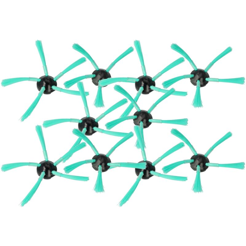 10x Brosse latérale compatible avec Vorwerk Kobold VR300, VR-300, VR-200, VR-7, VR200, VR7 robot aspirateur - Lot de brosses, vert / noir - Vhbw