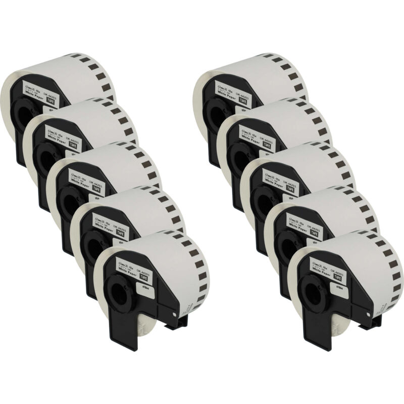 10x Etiquettes en rouleau Sticker premium 62mm pour Brother P-Touch QL-650TD, QL-700, QL-710, QL-710W, QL-720, QL-720NW comme DK-44205. - Vhbw