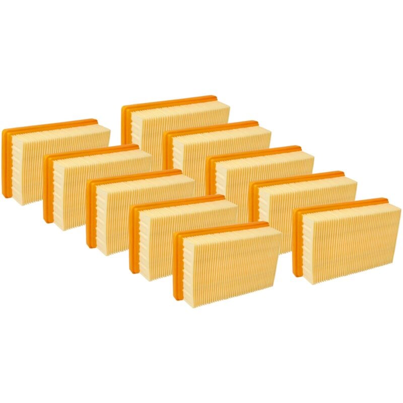 vhbw Lot de 10x filtres plissé plat compatible avec Kärcher MV4, MV5, MV6, WD4, WD5, WD6 - Élément filtrant - Remplacement pour 2.863-005.0, KFI 4410