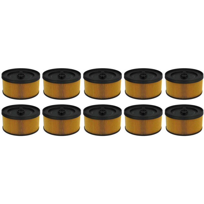 Lot de 10x filtres à cartouche compatible avec Kärcher wd 4.500, wd 5, wd 5.200M, wd 5.300 aspirateur à sec ou humide - Filtre plissé - Vhbw