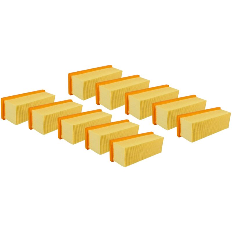10x filtre plissé plat compatible avec Kärcher 2801, 2601, 2701TE, 2701, 2501 te, 2501, 2601 plus aspirateur - Élément filtrant - Vhbw