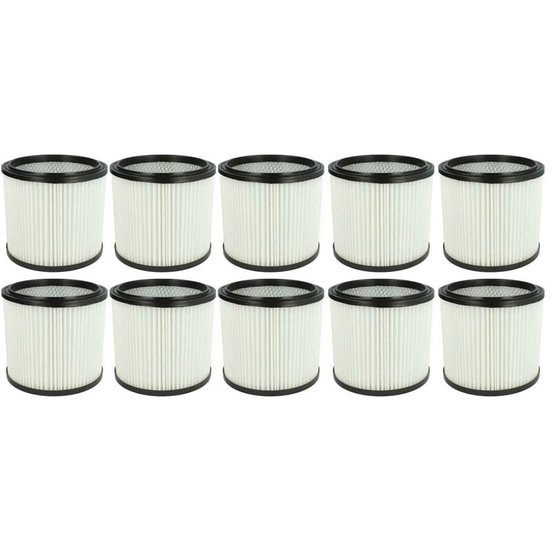 10x filtre plissé compatible avec Einhell bt-vc 1600 e, HPS-1300, as 1400, as 1250 n, AS-1400, as 1100, AS-1250 aspirateur - blanc - Vhbw