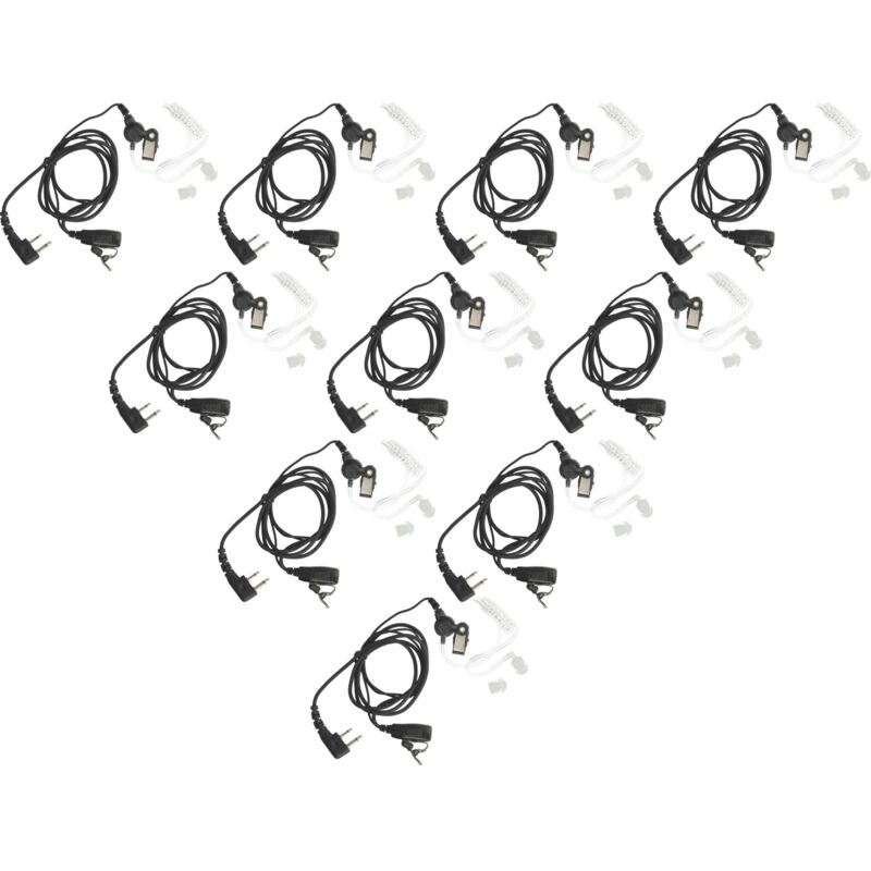 vhbw 10x Headset earpiece compatible with Alan Midland GXT-1000, G9, GXT-300, GXT-1050, GXT-325 Radio Walkie Talkie, Transparent acoustic tube