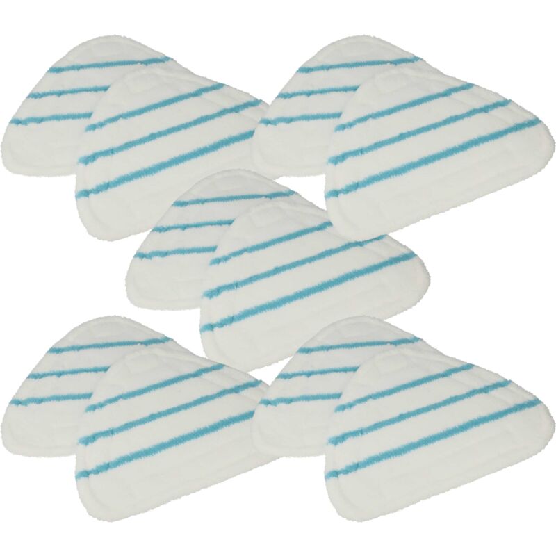 Vhbw - 10x Housses de rechange compatible avec Clean Maxx nettoyeur à vapeur, balai vapeur - polyamide / polyester, bleu / blanc