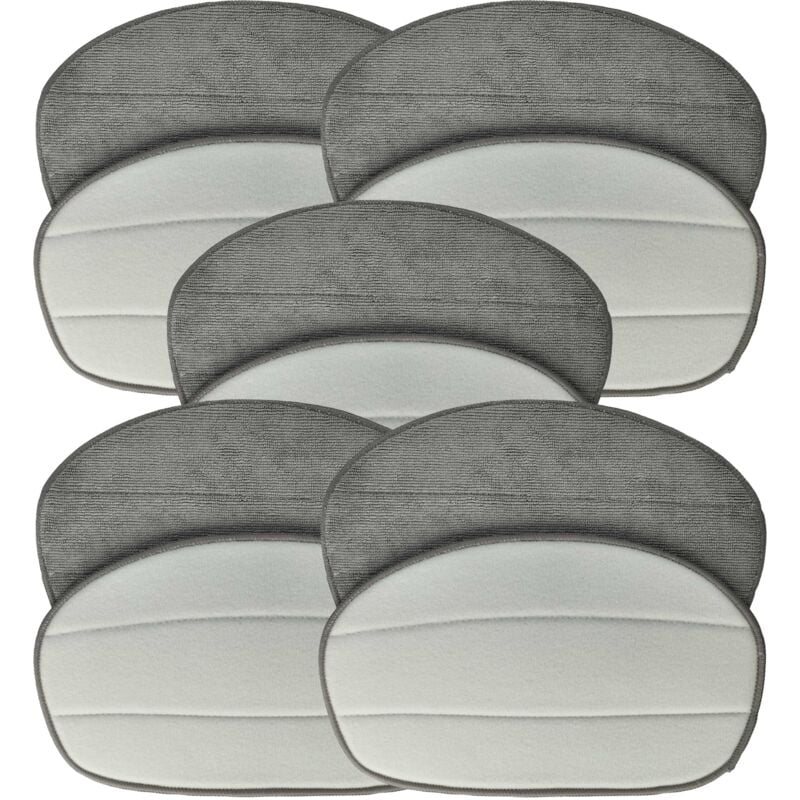 Vhbw - 10x Housses de rechange compatible avec Leifheit CleanTenso nettoyeur à vapeur, balai vapeur - microfibre, gris