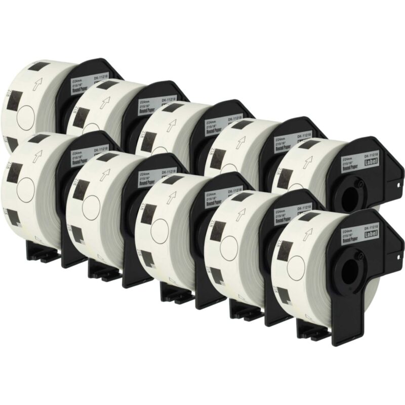 vhbw 10x Label Roll with Holder 24mm (1000 Label) compatible with Brother PT QL-550, QL-560, QL560VP, QL-570 Label Maker - Premium