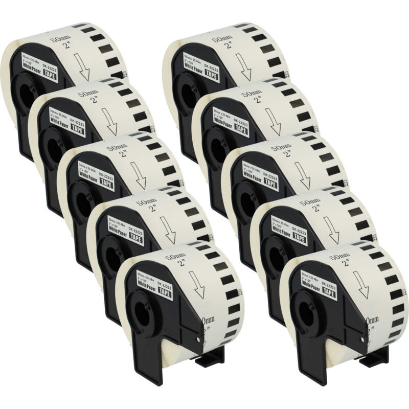 Vhbw - 10x Label Roll with Holder 50mm x 30.48m (1 Label) compatible with Brother pt QL-1100NWBC Label Maker - Premium