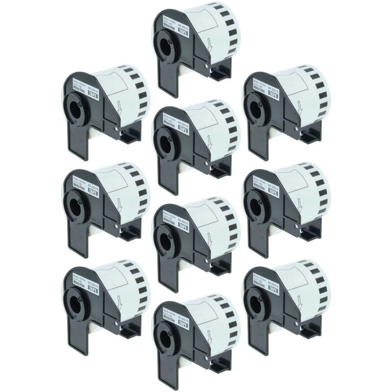 vhbw 10x Label Roll with Holder 62mm x 15.24m (1 Label) Replacement for Brother DK-22212 for Label Maker White