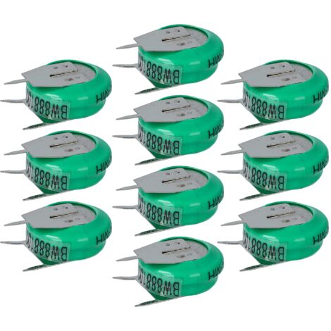 vhbw 10x NiMH Batería de botón de repuesto Tipo V80H 3 pines 80 mAh 1,2 V compatible para lámparas solares, etc.