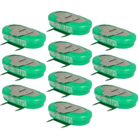 vhbw 10x NiMH Ersatz Knopfzellen-Akku Typ 1/V150H 3-Pins 150mAh 1,2V kompatibel mit Modellbau-Akkus, Solar-Leuchten uvm.
