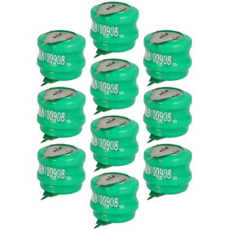 vhbw 10x NiMH Ersatz Knopfzellen-Akku Typ V80H 2-Pins 80mAh 2,4V kompatibel mit Modellbau-Akkus, Solar-Leuchten uvm.