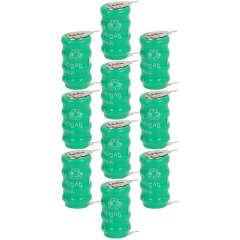 vhbw 10x NiMH replacement button cell battery tab type V40H 2 pins 40mAh 4.8V suitable for model building batteries, solar lights etc.