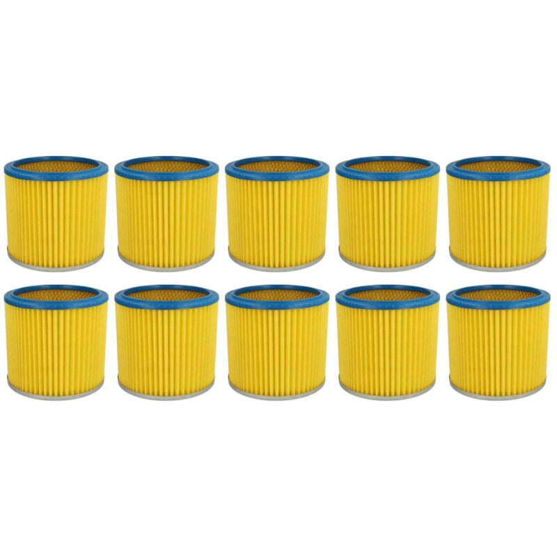 10x Replacement Filter compatible with Aqua Vac 6160 p dustri, 6200 f, 6200 Bulldog, 620, 62005 Vacuum Cleaner - Cartridge Filter - Vhbw