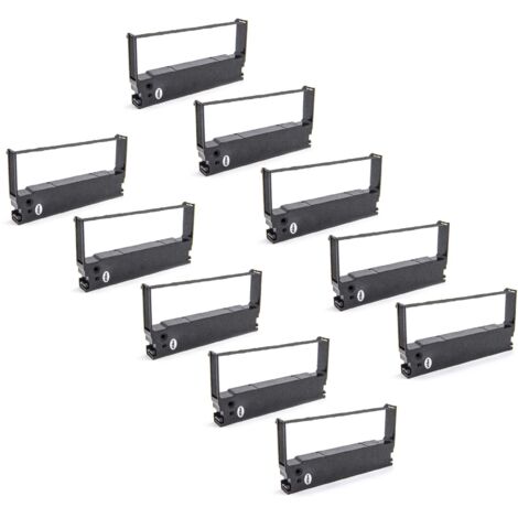 vhbw 10x Ribbon Cartridge compatible with Casio TK 6000, TK 6500, TK 2700, TK 3100, TK 2300 Dot Matrix, Receipt Printer - Black Ink Ribbon
