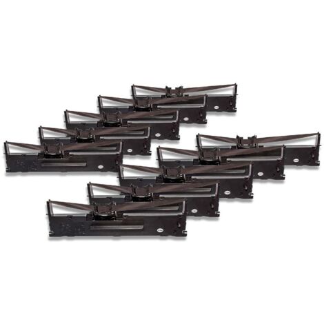 vhbw 10x Ribbon Cartridge Replacement for Epson C13S015307 for Dot Matrix, Receipt Printer - Black Ink Ribbon