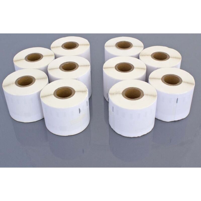 10x Rouleau d'étiquettes 54mm x 101mm (220 étiquettes) compatible avec Dymo LabelWriter EL40, EL60 Turbo, LW400 Duo, EL60 imprimante d'étiquettes