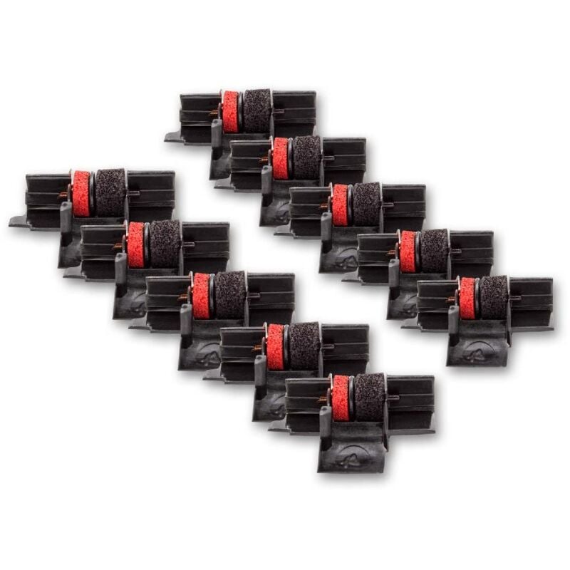10x Rouleaux d'encre noir-rouge compatible avec Casio HR21, HR170L, HR18 calculatrice de poche, caisse enregistreuse - Vhbw