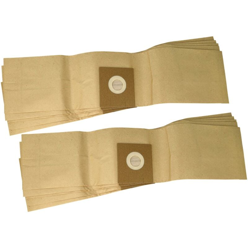 10x Sacs compatible avec Floorpul Piccolo aspirateur - papier filtre, 63cm x 15cm marron - Vhbw