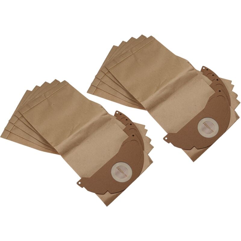 10x Sacs compatible avec Kärcher a 2120 me, k 2501, k 2601, k 2601 Plus, k 2501 te, k 3001 hot-plus aspirateur - papier marron - Vhbw
