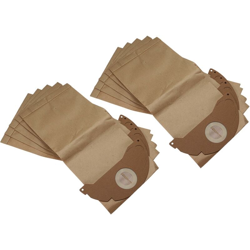 10x Sacs compatible avec Kärcher se 2001, nt 181 Profi, mv 2 Premium, knt 2 Premium as, knt 2 Premium aspirateur - papier marron - Vhbw