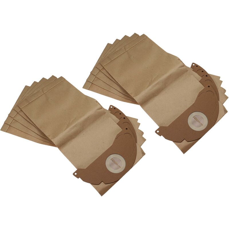 10x Sacs compatible avec Kärcher se 5.100, se 6.100, wd 2 Premium, wd 2.400 m, wd 2.500 aspirateur - papier marron - Vhbw