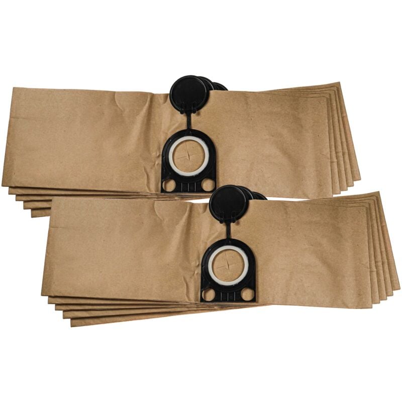 10x Sacs compatible avec Milwaukee ase 1400, asm 1400 aspirateur - papier, 61cm x 19cm marron - Vhbw