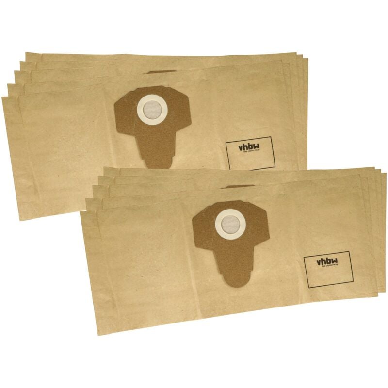 10x Sacs compatible avec Parkside pnts 1300 D3, pnts 1300 C3, pnts 1300 E4 aspirateur - papier, 58,5cm x 25,4cm marron - Vhbw