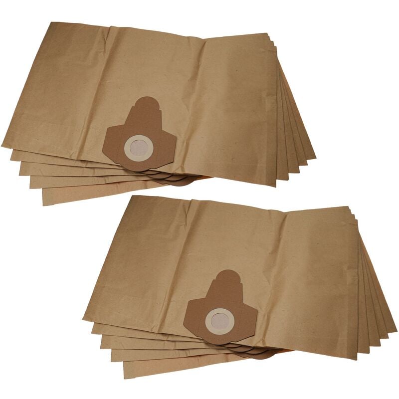 vhbw 10x Sacs remplacement pour 30250133, 4035485011445 pour aspirateur - papier, 38,5cm x 26cm marron