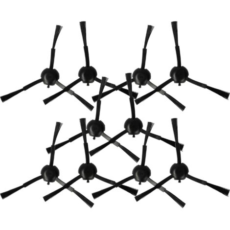 vhbw 10x spazzola laterale compatibile con Mova E30 Ultra robot aspirapolvere - Set spazzole, nero