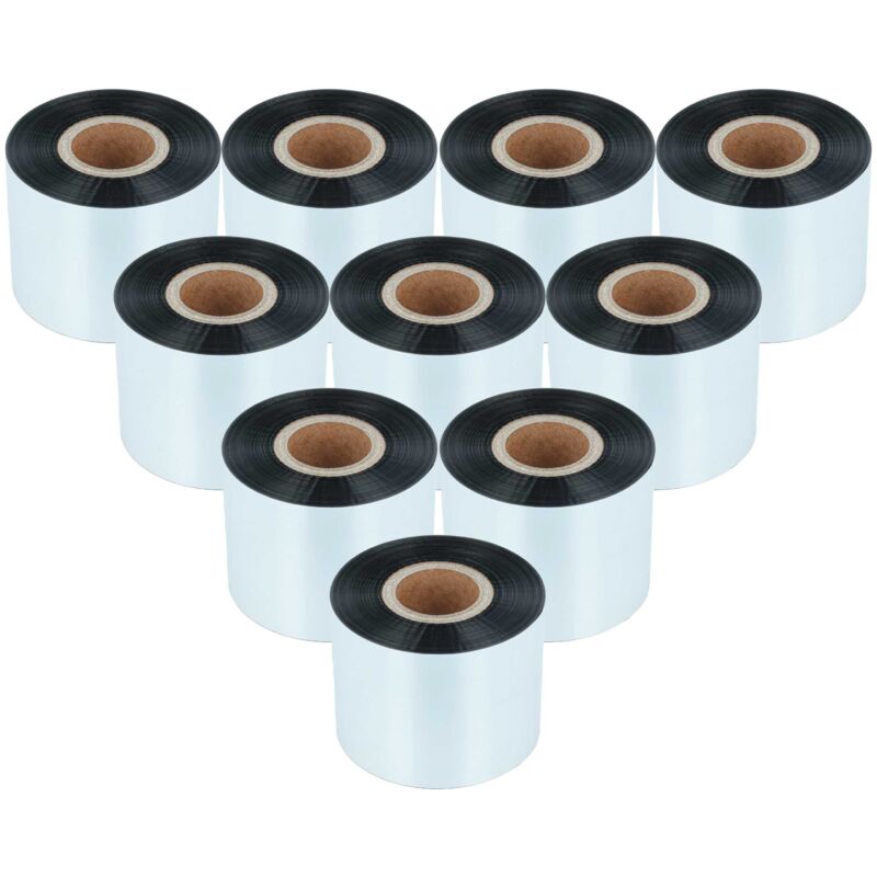vhbw 10x Thermal Ribbon compatible with Godex RT860i, ZX1200i, RT730 Label Printer, 50 mm x 300 m, Wax Resin, Black
