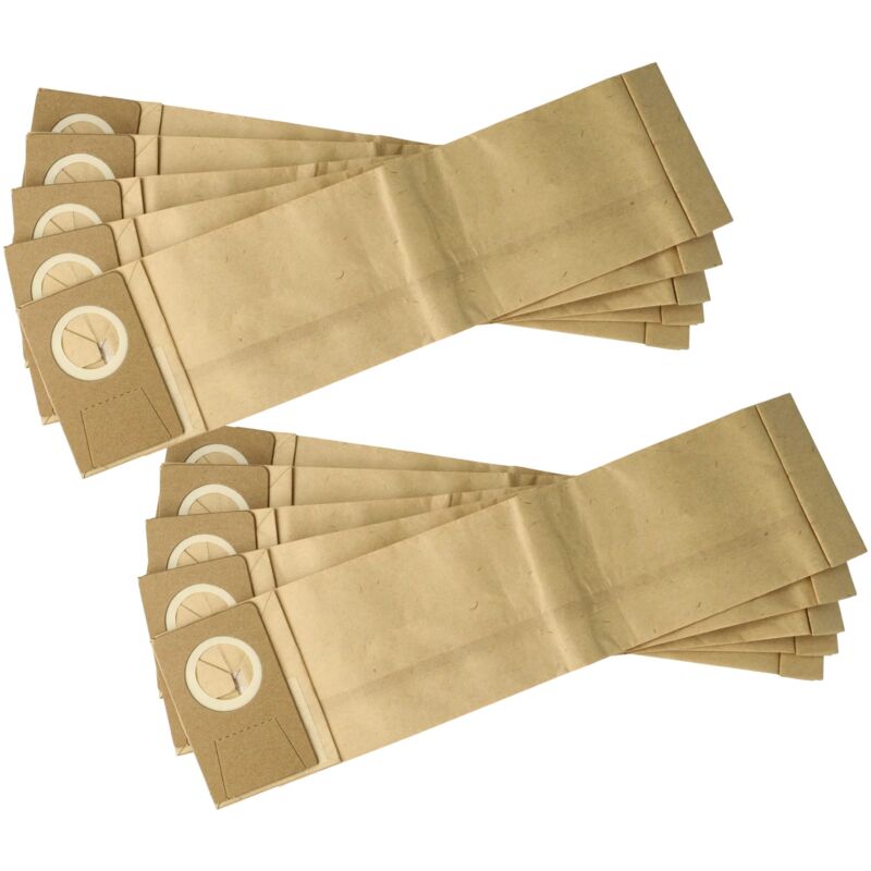 10x Vacuum Cleaner Bag compatible with Nilfisk Advance 12 xp, gu 350, gu 450 Vacuum Cleaner, filter paper / cardboard, 38.5 cm x 10 cm, Brown - Vhbw